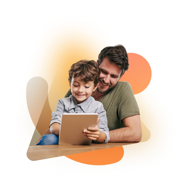 Immagine famiglia con tablet - offerta Super Internet Casa 5G - WINDTRE