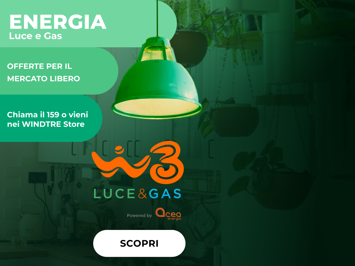 Banner Energia Luce e Gas - Offerta Energia 100% Eco - Mercato Libero - WINDTRE