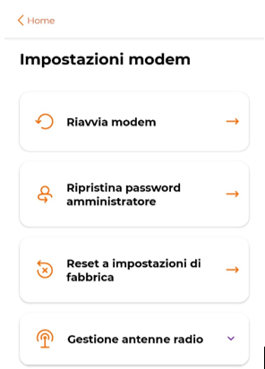 Screenshot gestione Modem in app WINDTRE